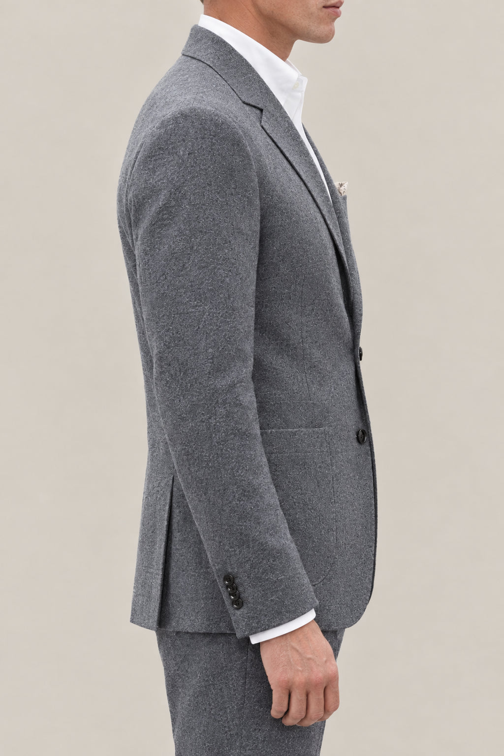 BRUNELLO CUCINELLI MEN'S MEDIUM GREY WOOL BLAZER