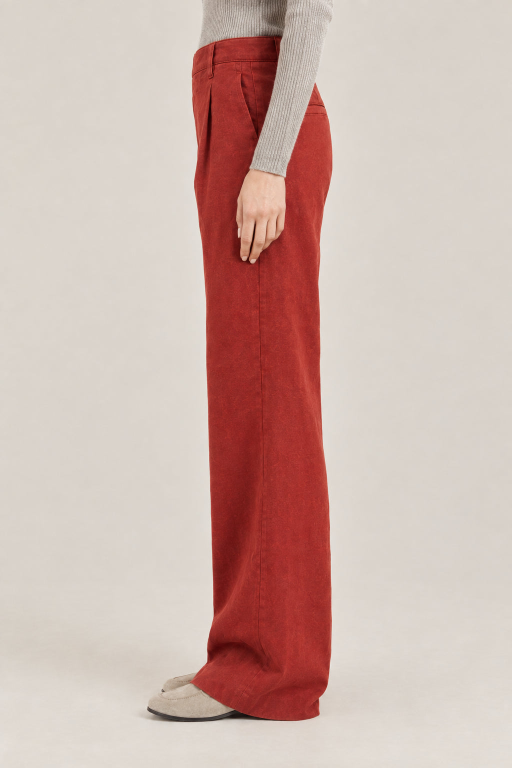 BRUNELLO CUCINELLI WOMEN'S RED WIDE LEG COTTON BLEND TROUSERS