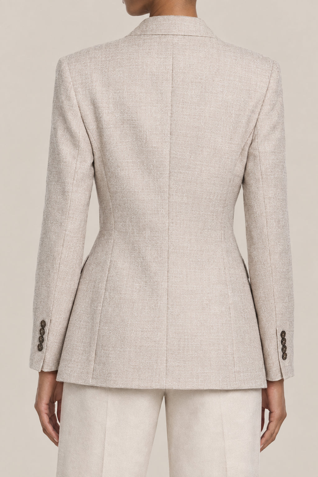 BRUNELLO CUCINELLI WOMEN'S BEIGE WOOL SINGLE BUTTON BLAZER