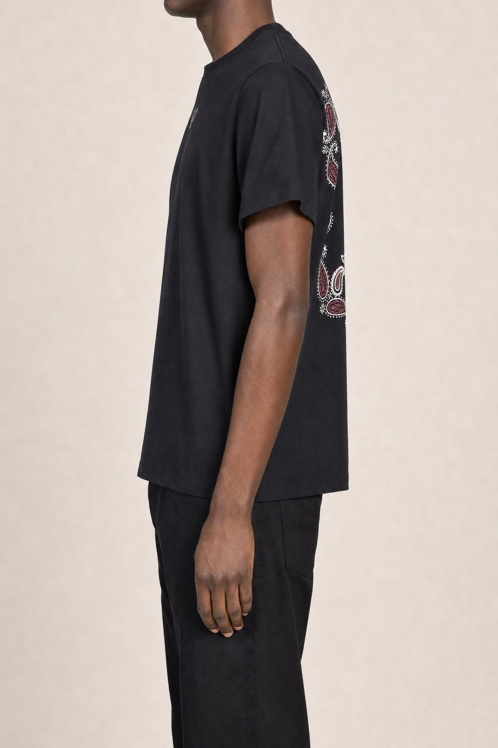 OFF-WHITE MEN'S BLACK COTTON SHORT SLEEVE CREWNECK SHIRT