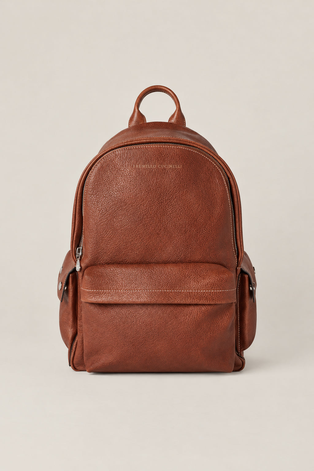 BRUNELLO CUCINELLI MEN'S COPPER LEATHER BACKPACK