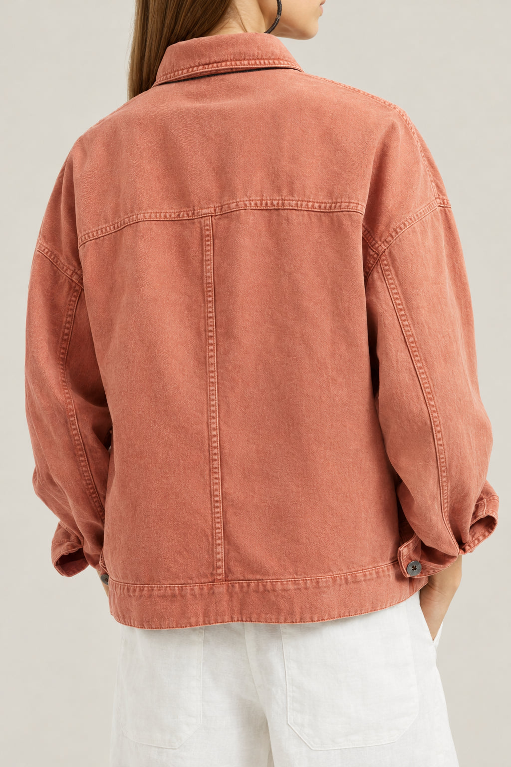 BRUNELLO CUCINELLI WOMEN'S RUST OVERSIZED COTTON JACKET