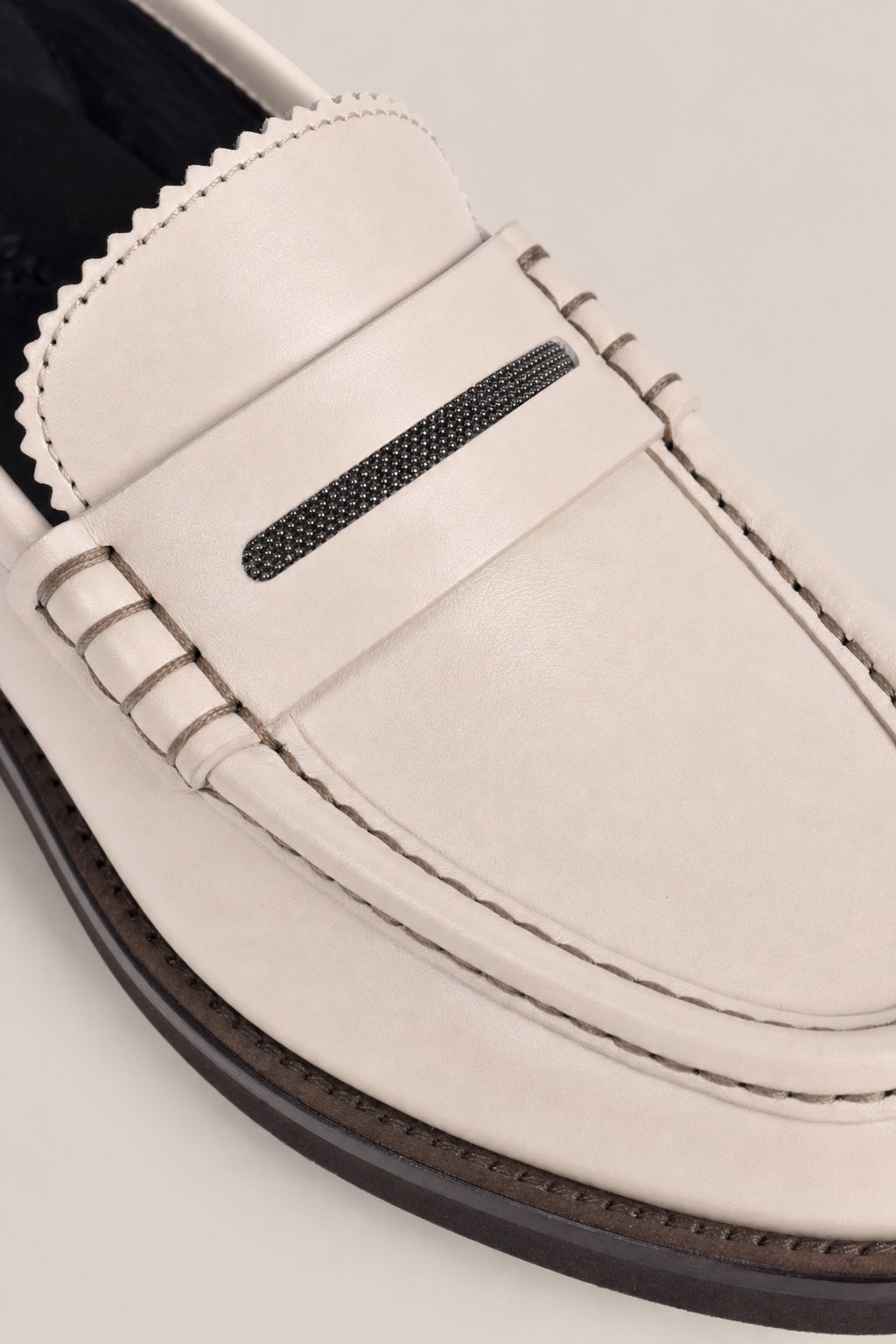 BRUNELLO CUCINELLI WOMEN'S QUARZO LEATHER PENNY LOAFERS SHOE