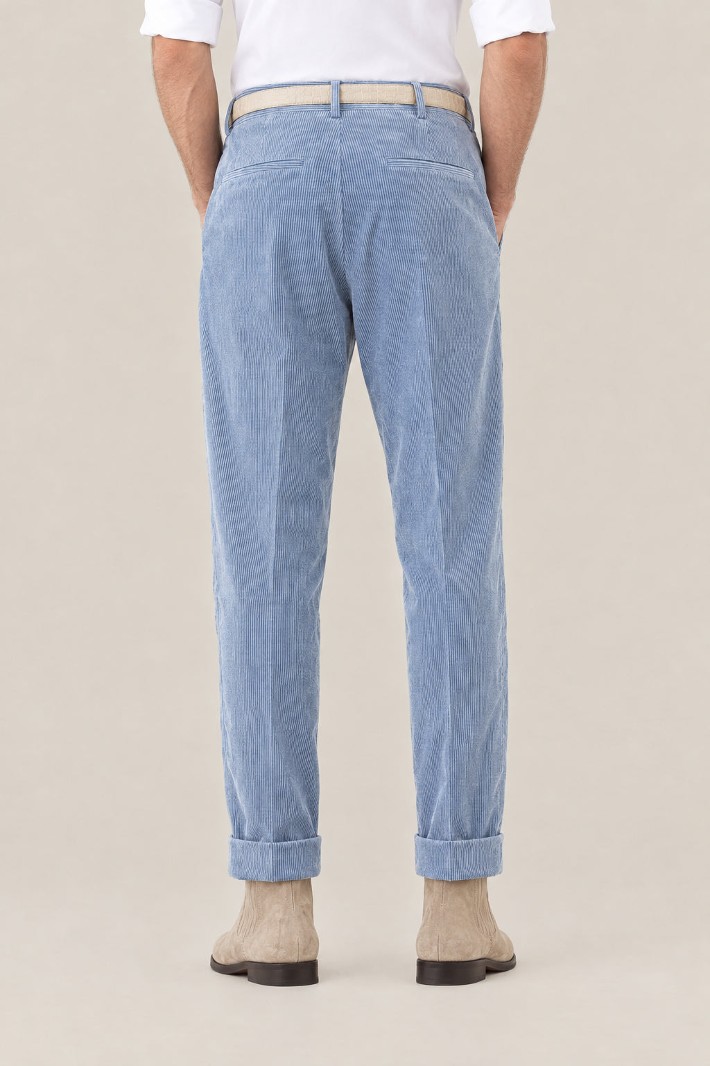 BRUNELLO CUCINELLI MEN'S CLOUD COTTON WOOL BLEND PLEATED TROUSERS