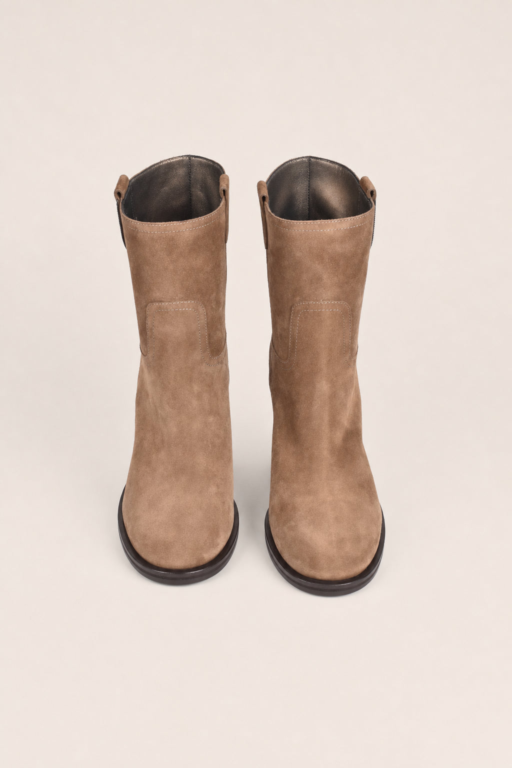 BRUNELLO CUCINELLI WOMEN'S SESAMO SUEDE MID CALF BOOTS