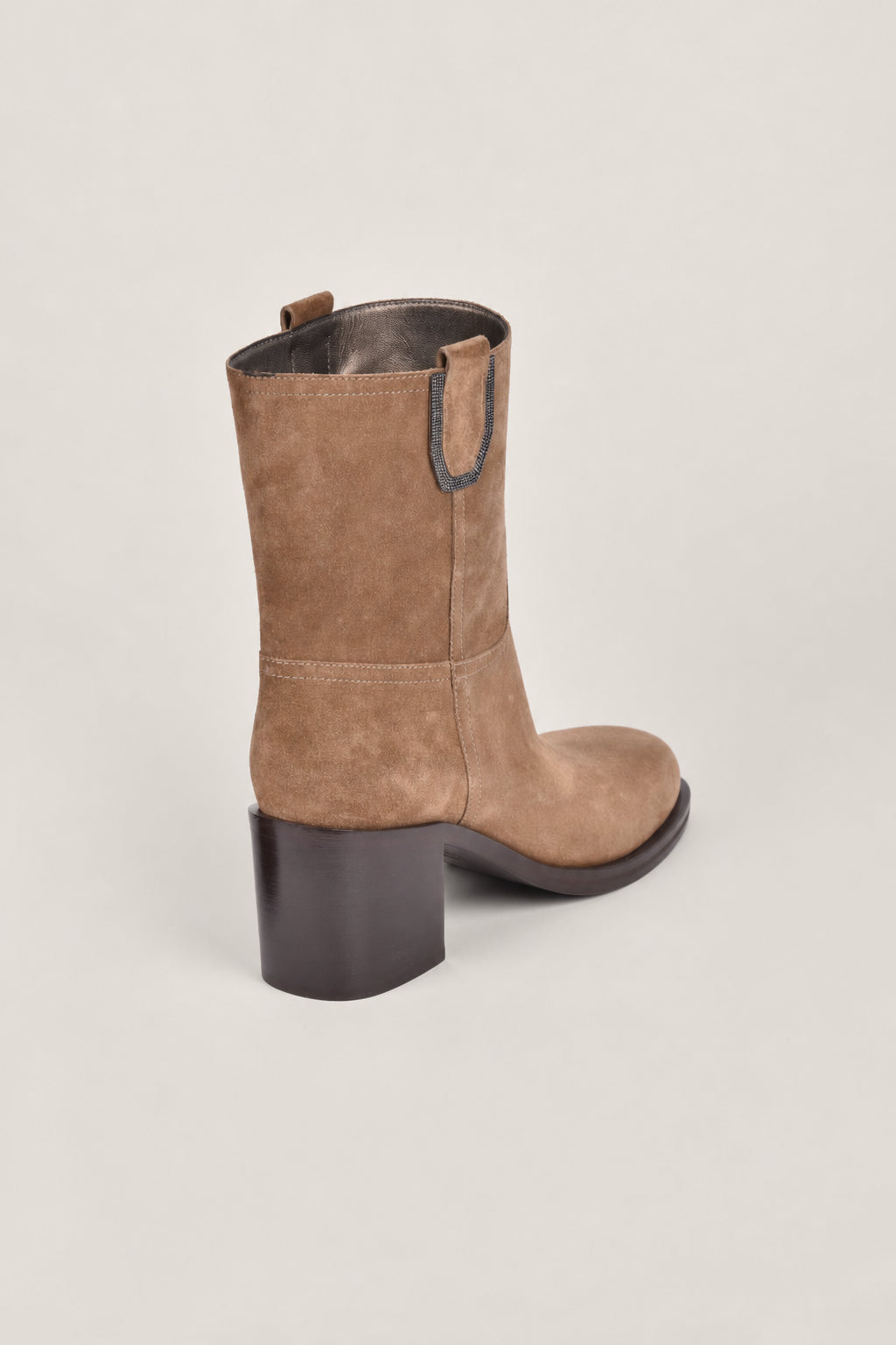 BRUNELLO CUCINELLI WOMEN'S SESAMO SUEDE MID CALF BOOTS