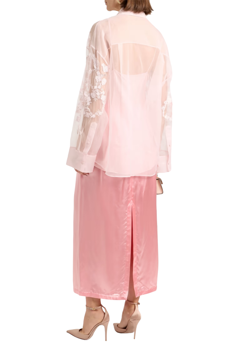 Valentino Garavani Embellished Silk-Chiffon Shirt Taffy 3B0AB5Q21C8_ZKS