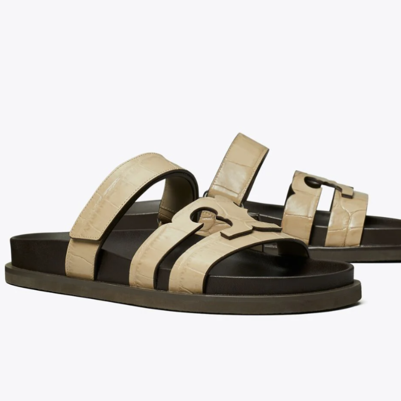 Womens | Tory Burch Ines Sport Slide Sandals Stormy Gray / Croc-Embossed