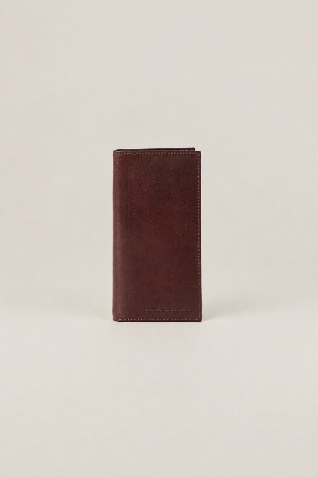 BRUNELLO CUCINELLI MEN'S BURGUNDY LEATHER LONG WALLET