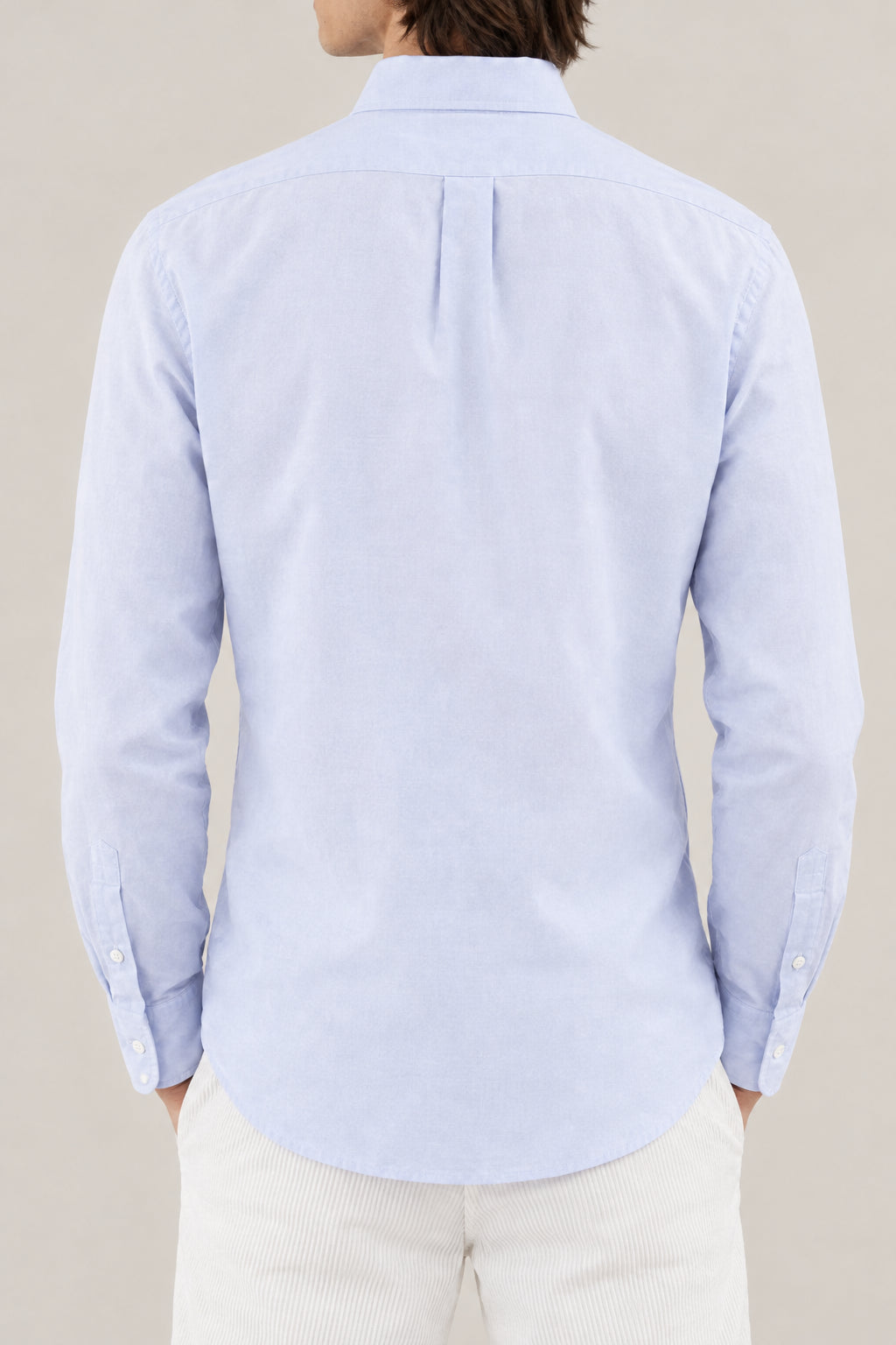 BRUNELLO CUCINELLI MEN'S SKY BLUE COTTON BUTTON DOWN SHIRT