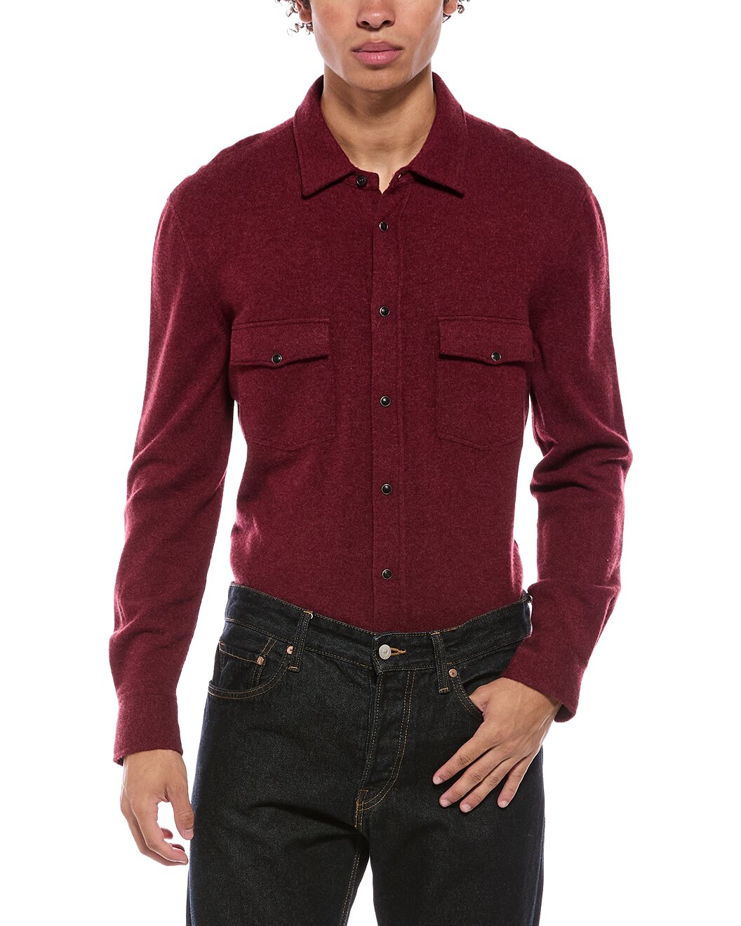 BRUNELLO CUCINELLI MEN'S BARBERA WOOL SILK BLEND SHIRT SWEATER