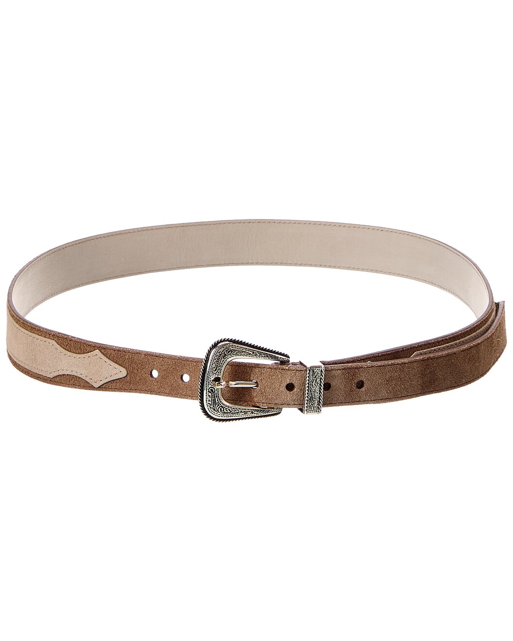 BRUNELLO CUCINELLI MEN'S MEDIUM BROWN SUEDE LEATHER BELT