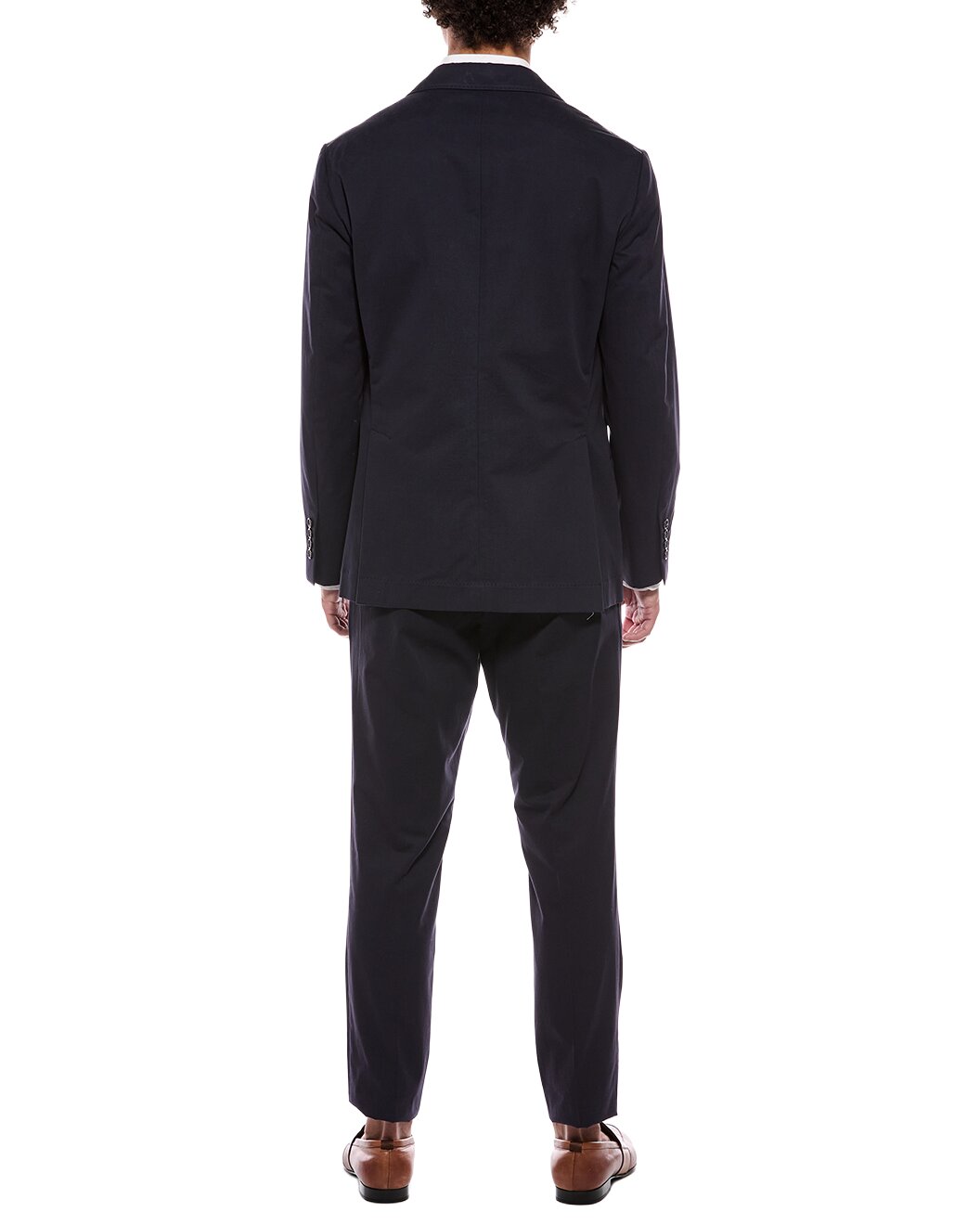 BRUNELLO CUCINELLI MEN'S NAVY COTTON WOOL BLEND SUIT