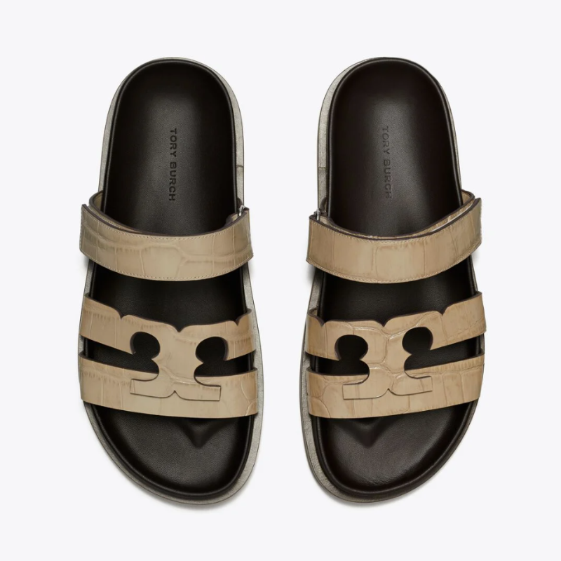 Womens | Tory Burch Ines Sport Slide Sandals Stormy Gray / Croc-Embossed