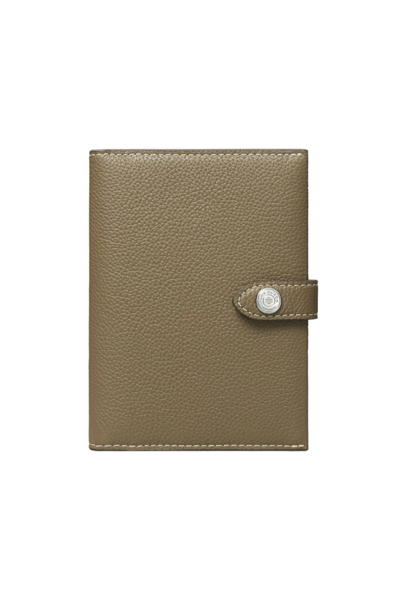 Tory Burch Button Leather Passport Case in Wild Mushroom