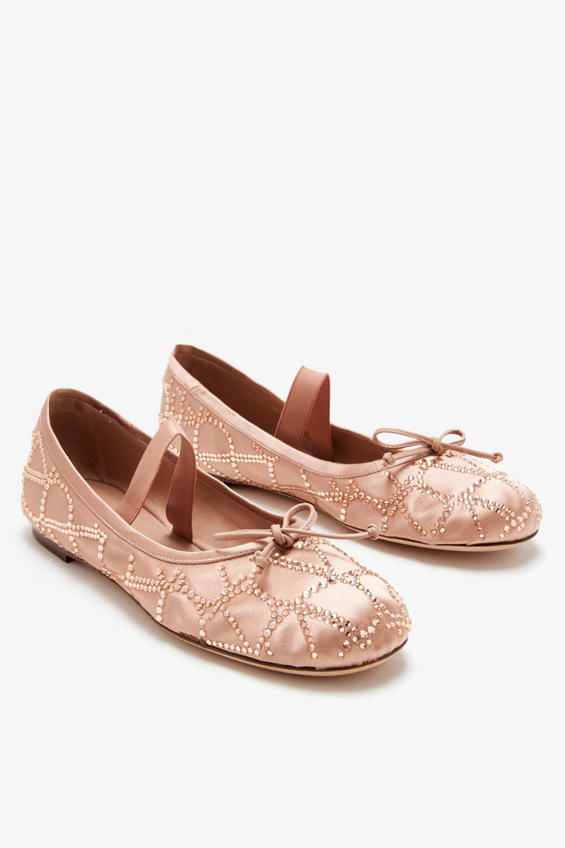 Valentino Garavani Toile Iconographe Embellished Ballerina In Nude