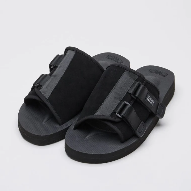 Mens | Suicoke KAW-VS Suede Slide Sandal Black