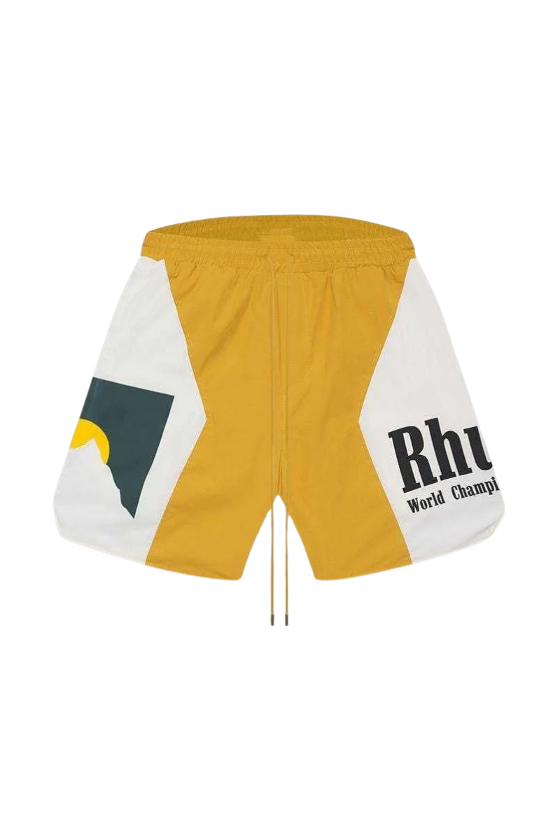 RHUDE Orange & White Logo Shorts