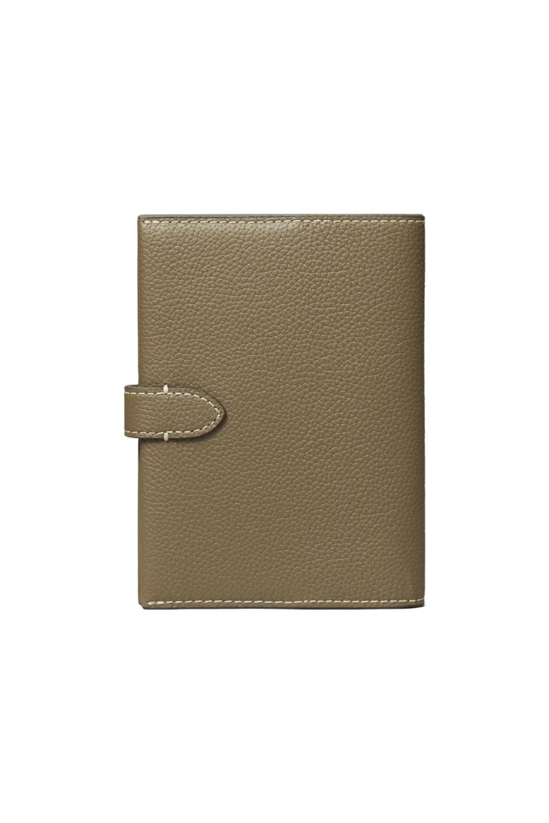 Tory Burch Button Leather Passport Case in Wild Mushroom