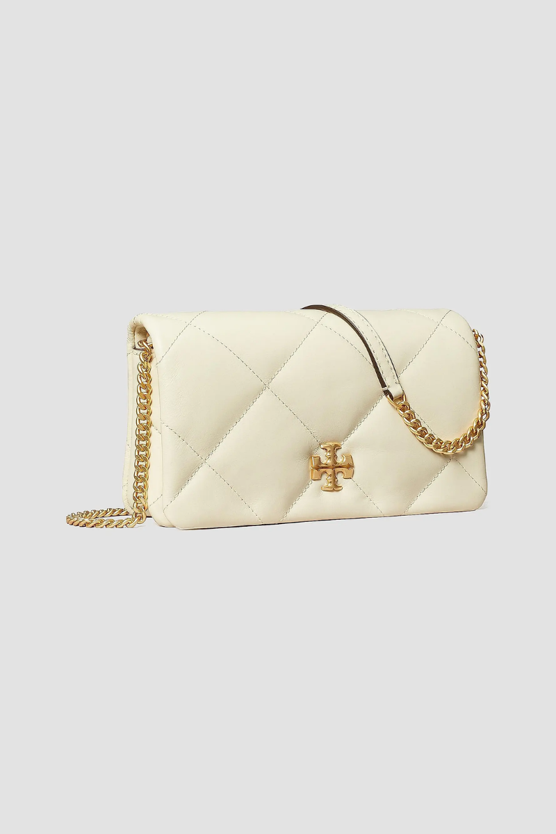 Tory Burch Kira Diamond Quilt Chain Wallet Warm White 158624-101