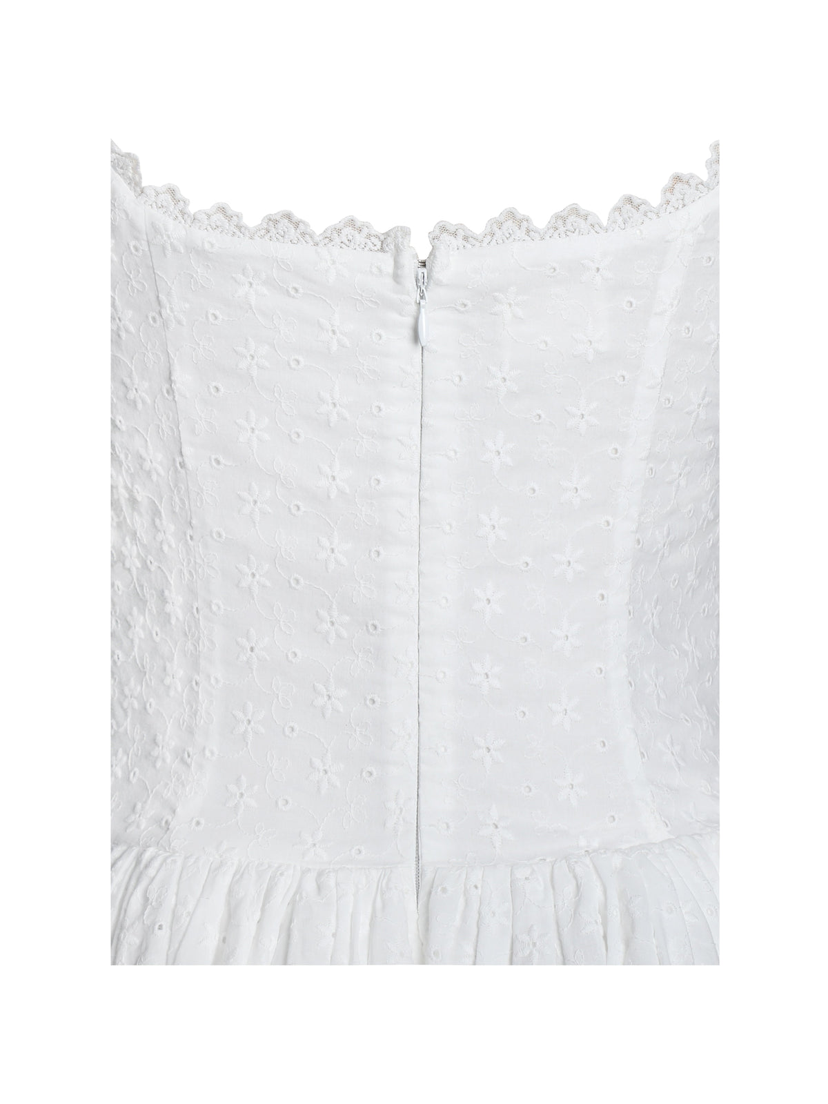 Madison White Cotton Eyelet Square Neck Midi Dress
