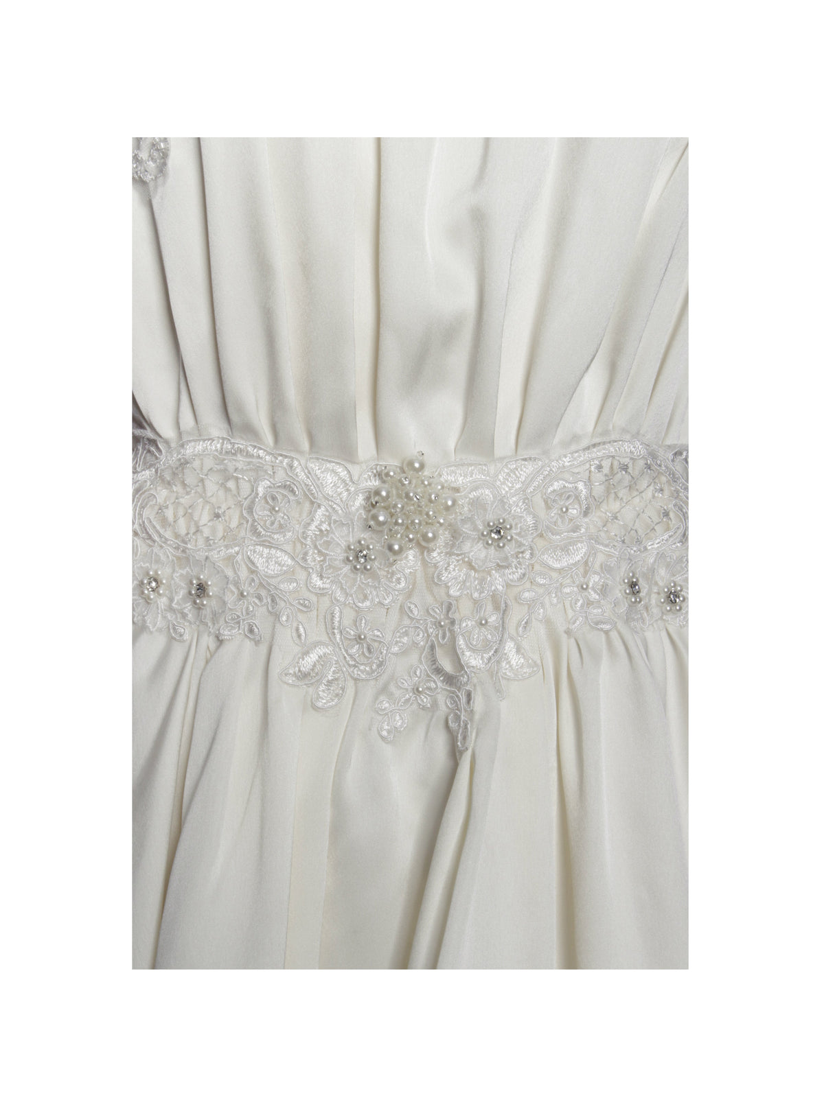 Idalia Pearl White Beaded Lace Trim Backless Halter Mini Dress