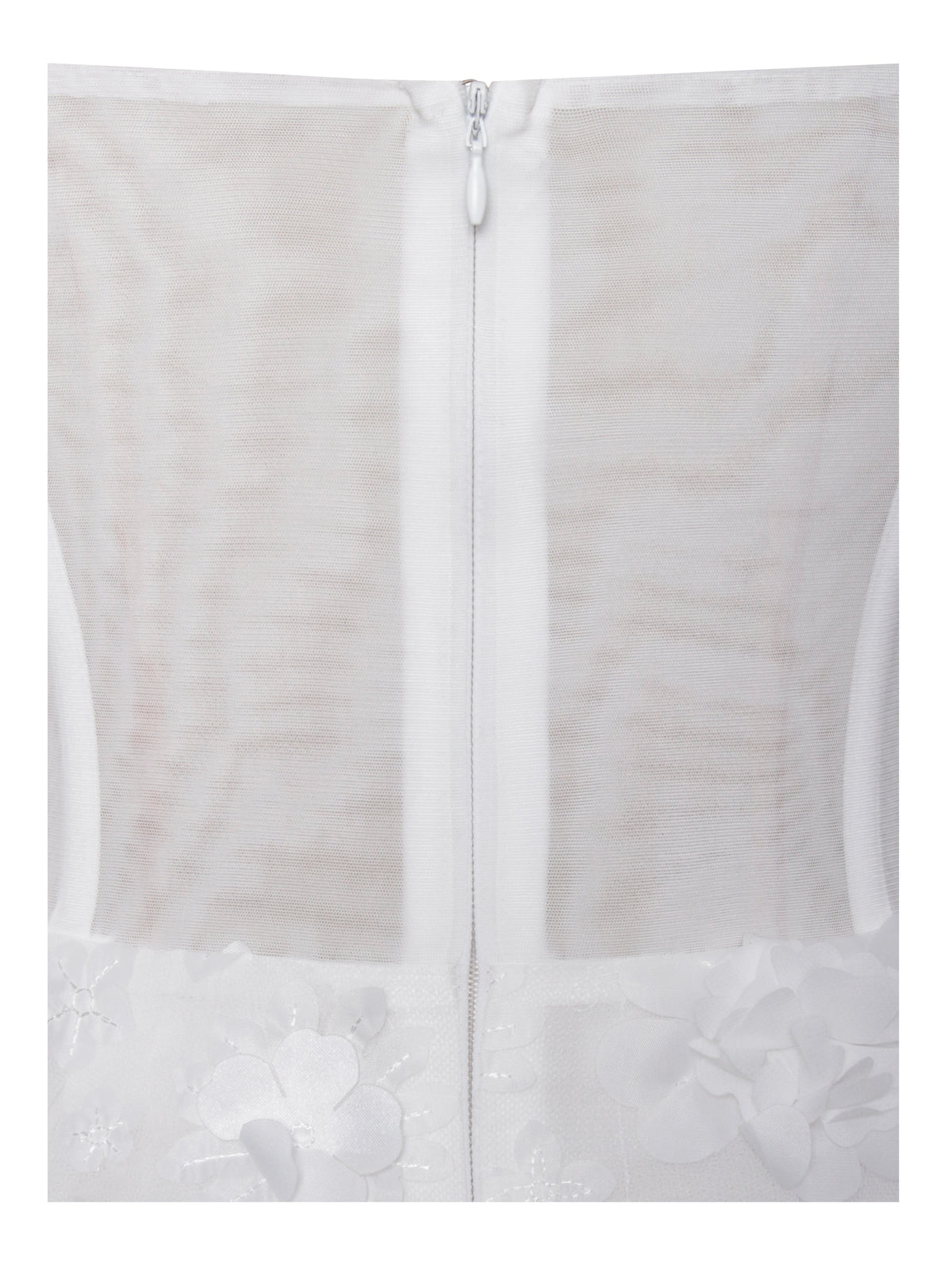Pamila White Floral Mesh Puffy Mini Dress (Archive Sale)