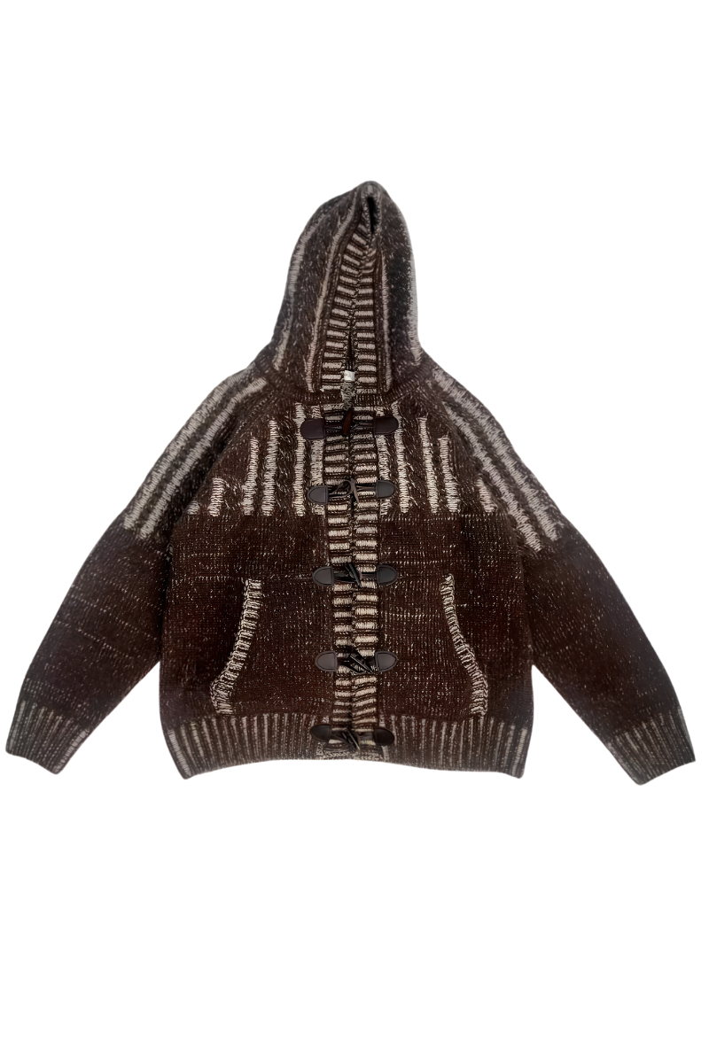 Max Simple Hooded Toggle Wool Cardigan Mocca MSAJ255186M