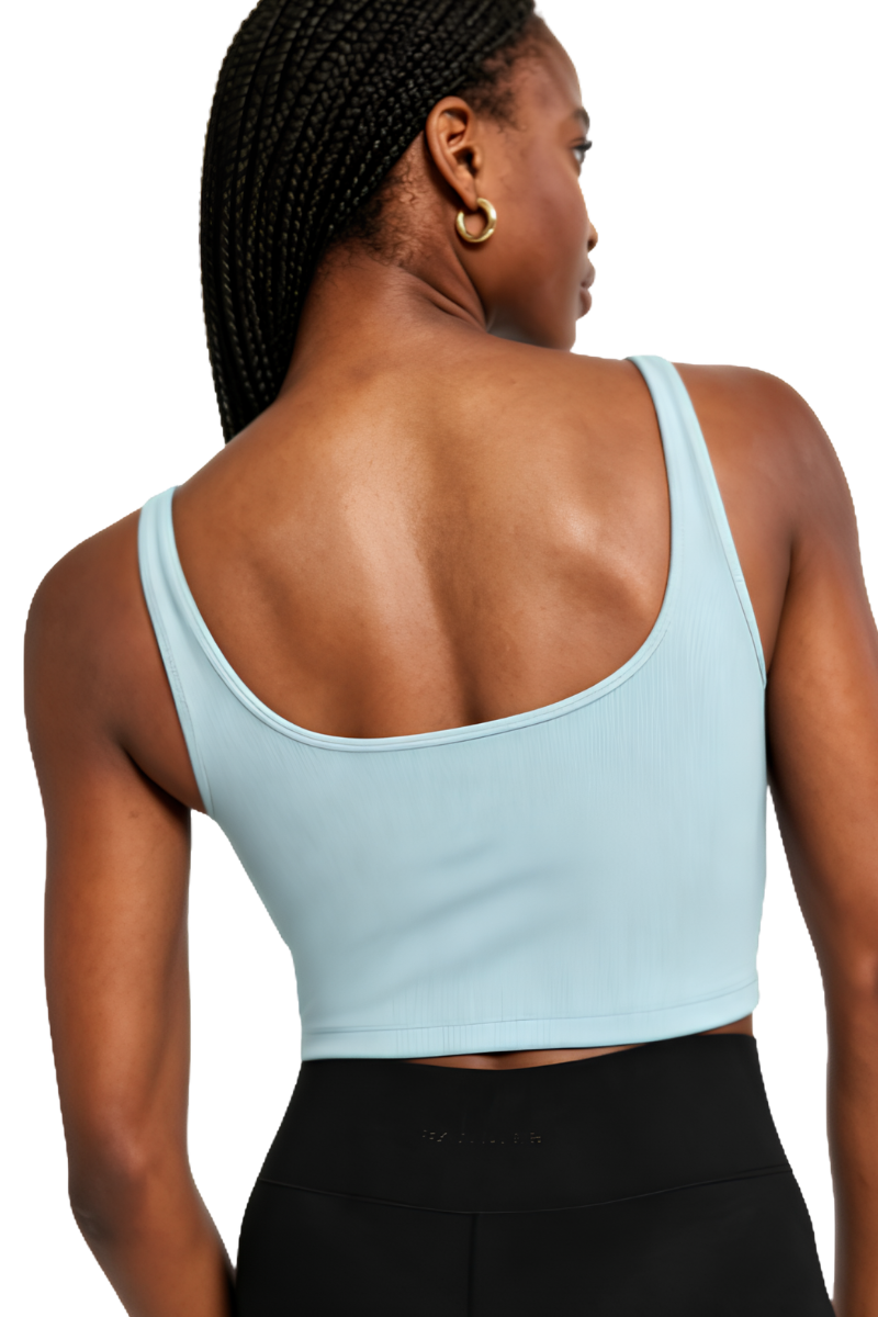 Bandier Rib Tempo Crop Bra Chambray Blue BND10195