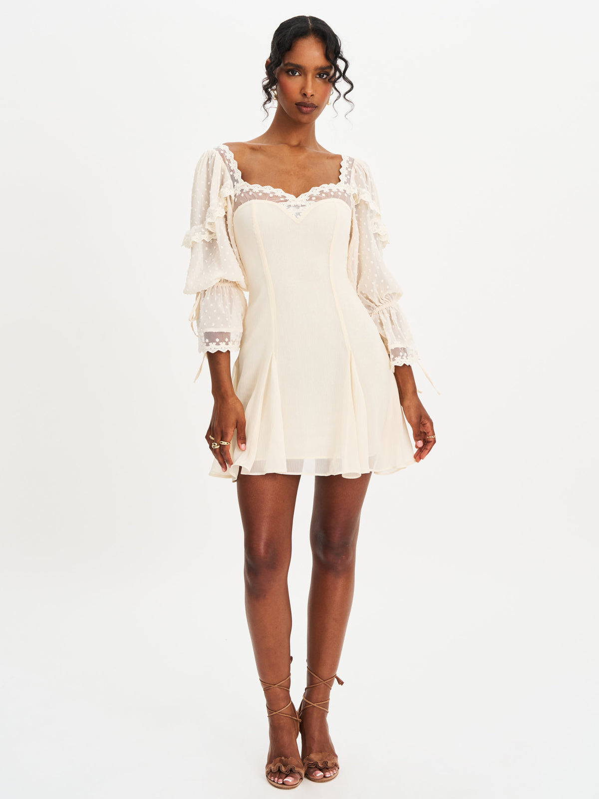 Zakira Lace Trim Half Sleeve Mini Dress (Archive Sale)