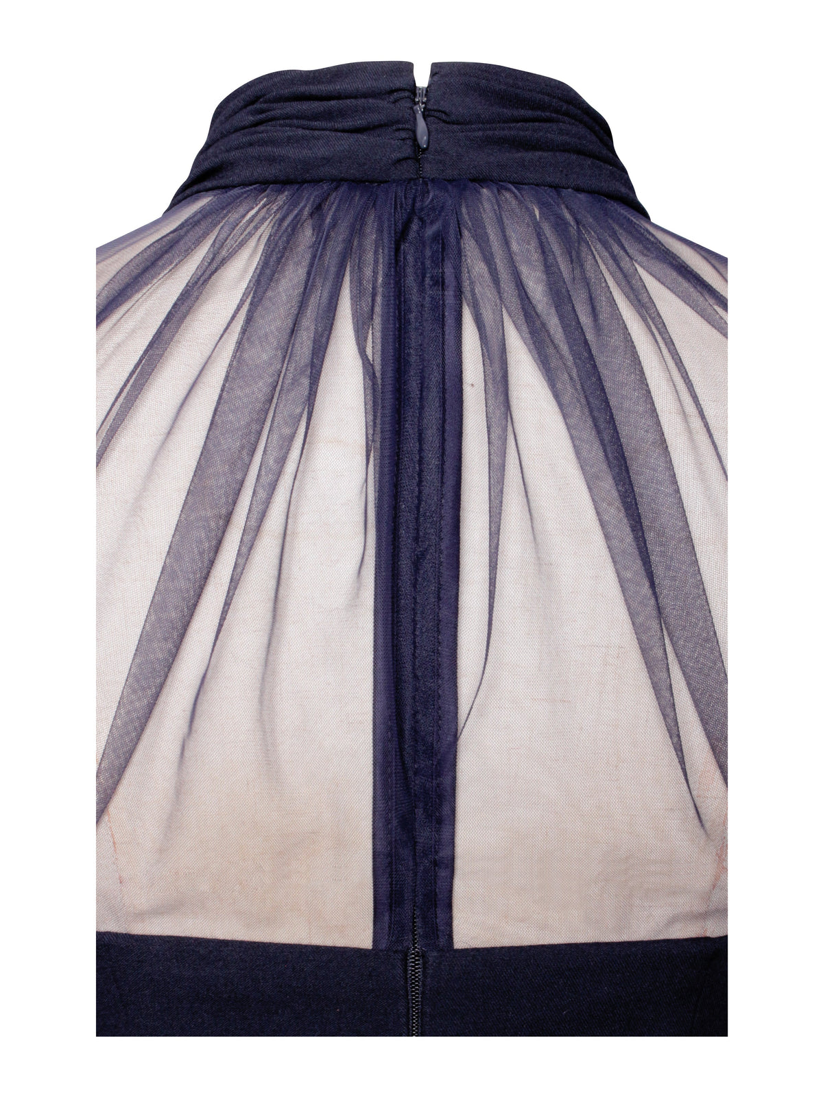 Tabitha Navy Blue Mesh Lantern Sleeve Mini Dress (Archive Sale)