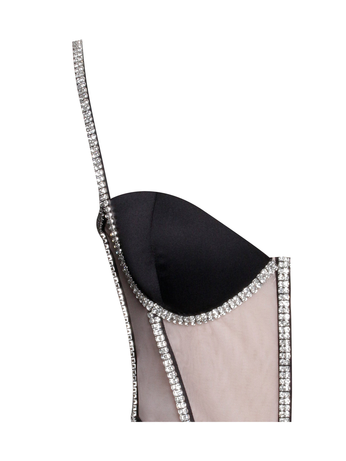 Cadence Black Satin Crystal Embellished Corset Dress (Archive Sale)