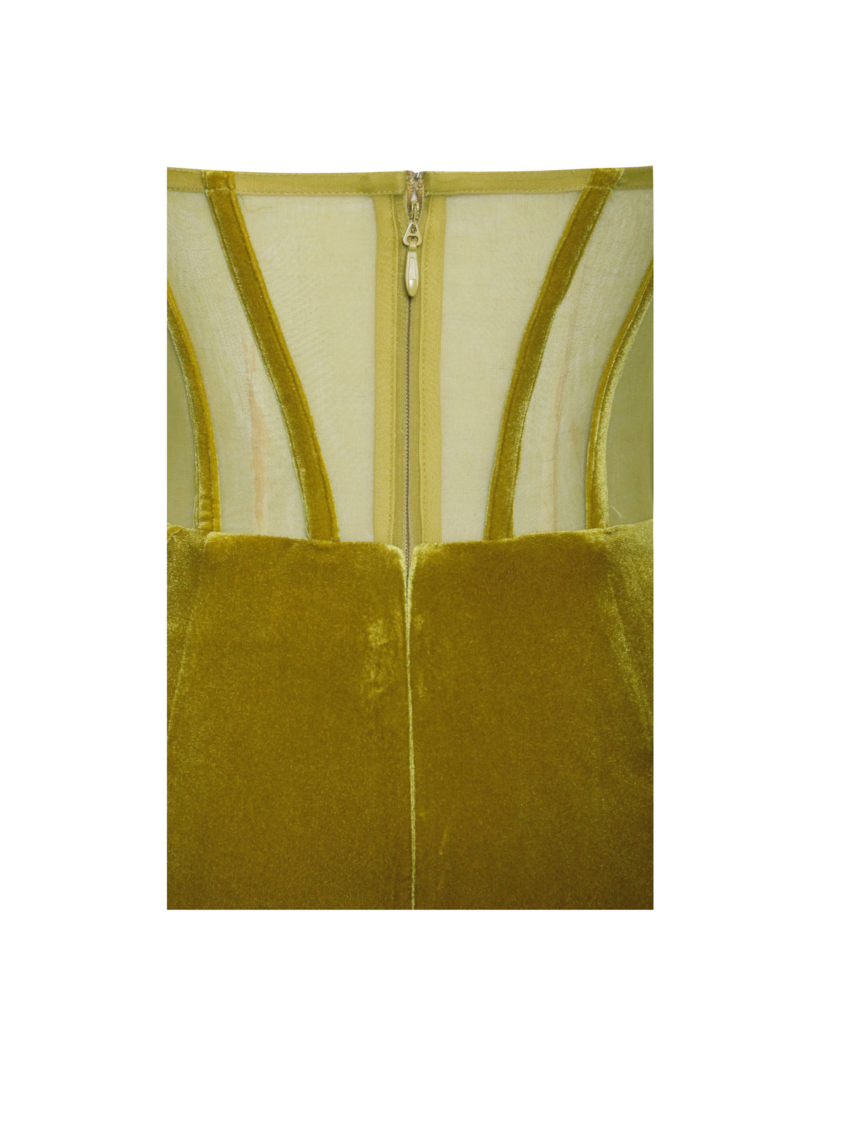 Priya Gold Draping Corset High Slit Velvet Gown (Archive Sale)