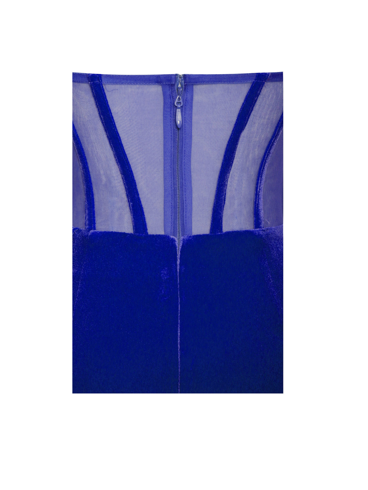 Priya Royal Blue Draping Corset High Slit Velvet Gown (Archive Sale)