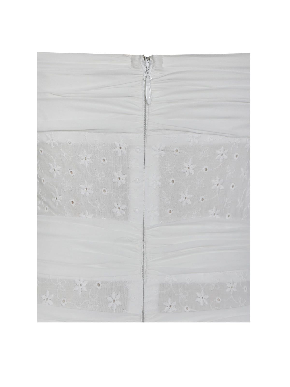 Maelis White Cotton Eyelet Drop Waist Midi Dress