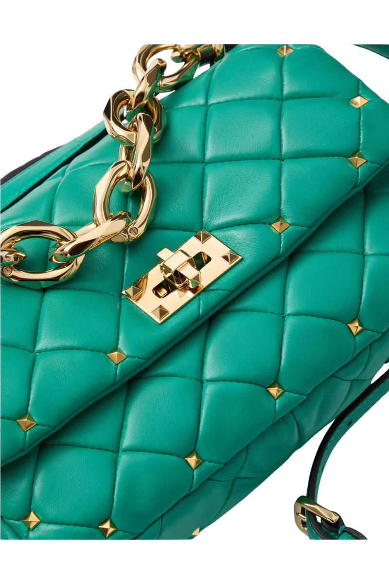 Valentino Garavani Alltime Woven Leather Top Handle Bag In Peacock Green