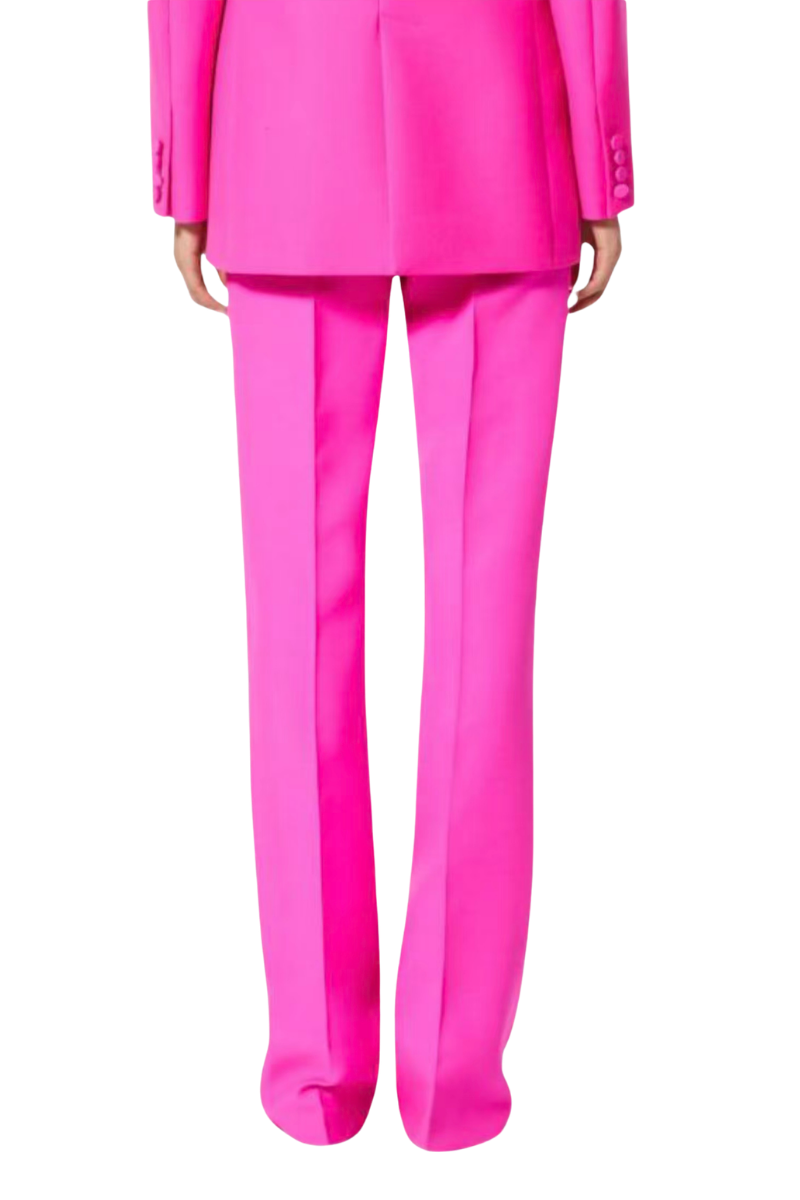Valentino Solid High-Waist Straight Casual Pants Pink PP 1B0RB5201CF_UWT