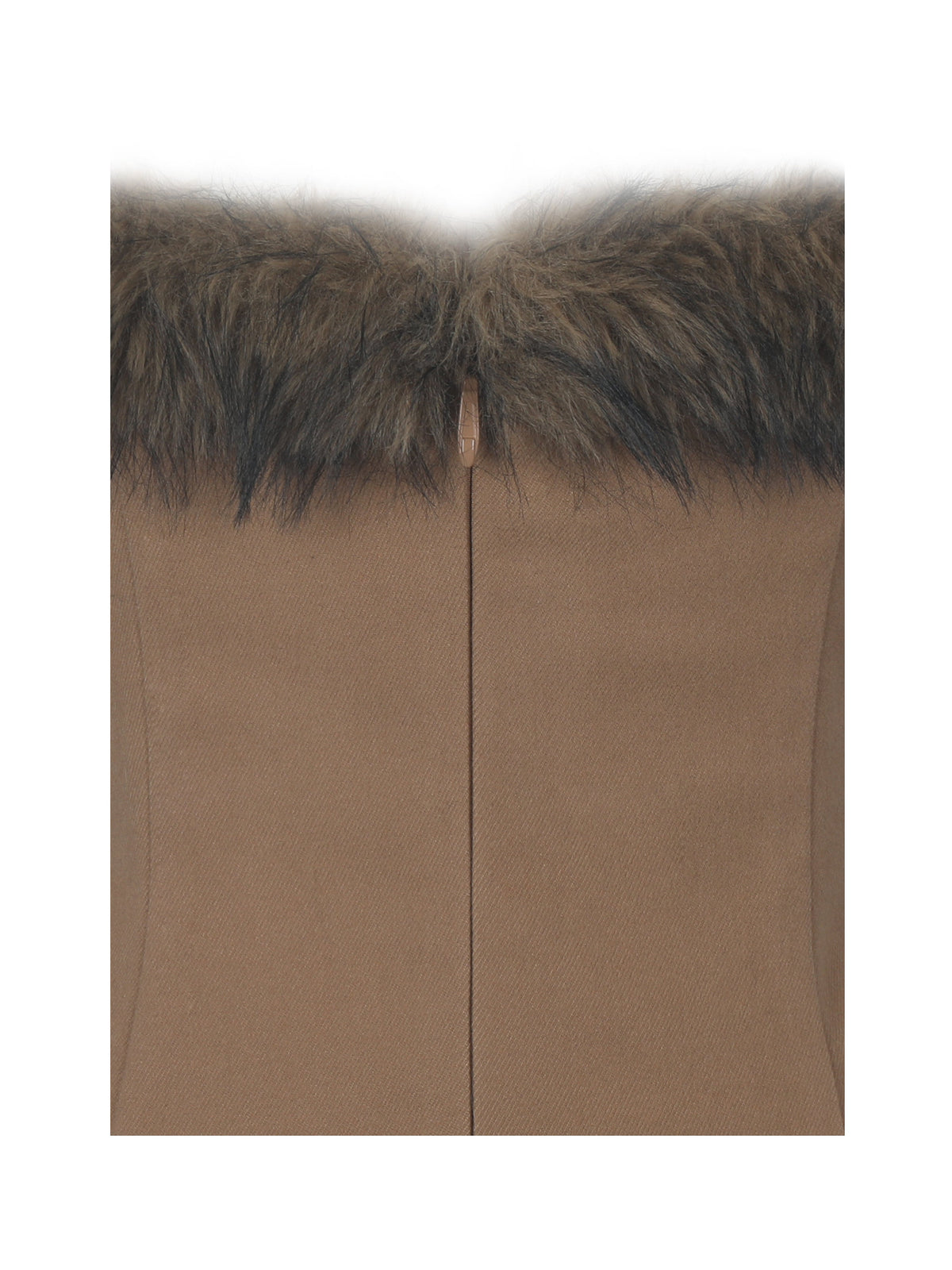 Rayanne Chestnut Strapless Fur-Trimmed Sweetheart Midi Dress