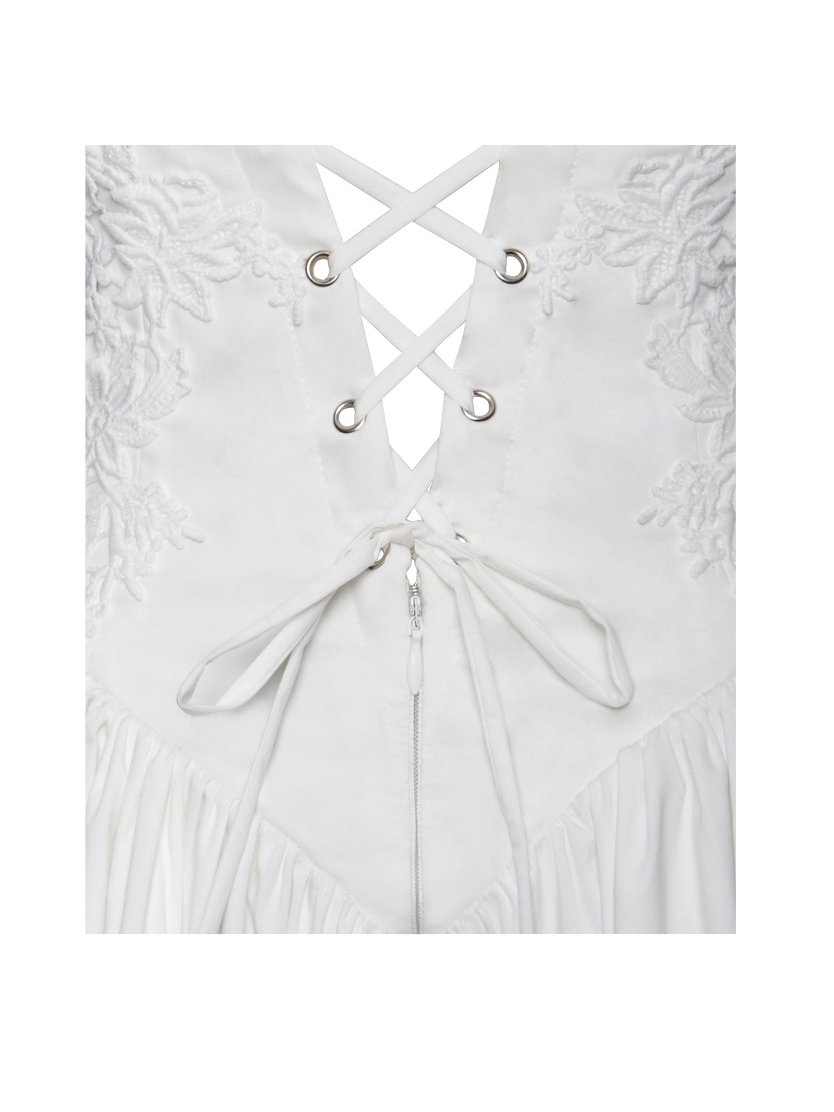 Kadi White Cotton Poplin Drop Waist Corset Mini Dress