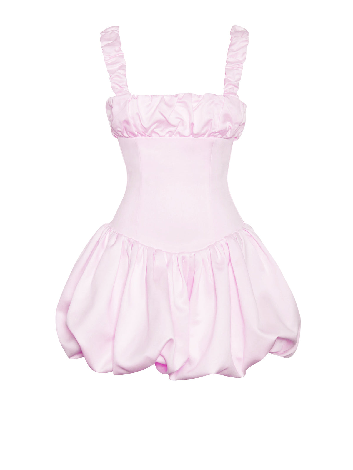 Aubrey Pink Satin Bubble Hem Mini Dress