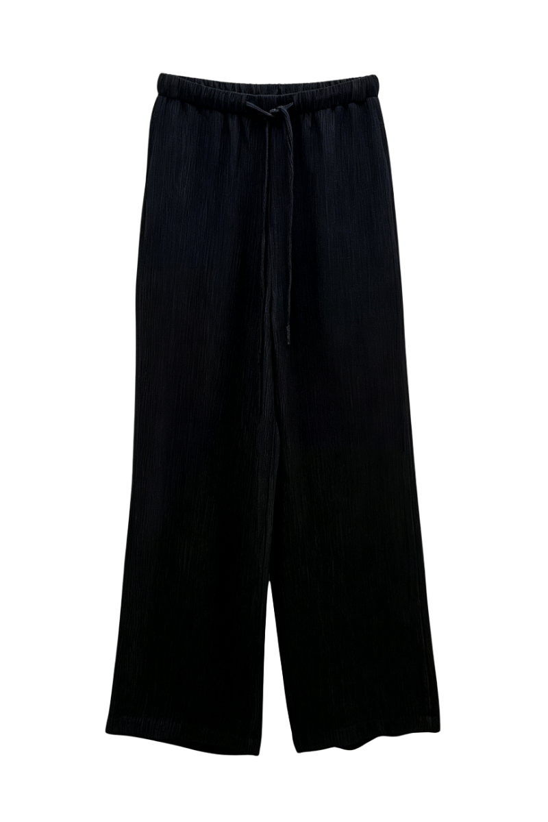 Max Simple Crinkled Drawstring Pants Black MSSG261090B