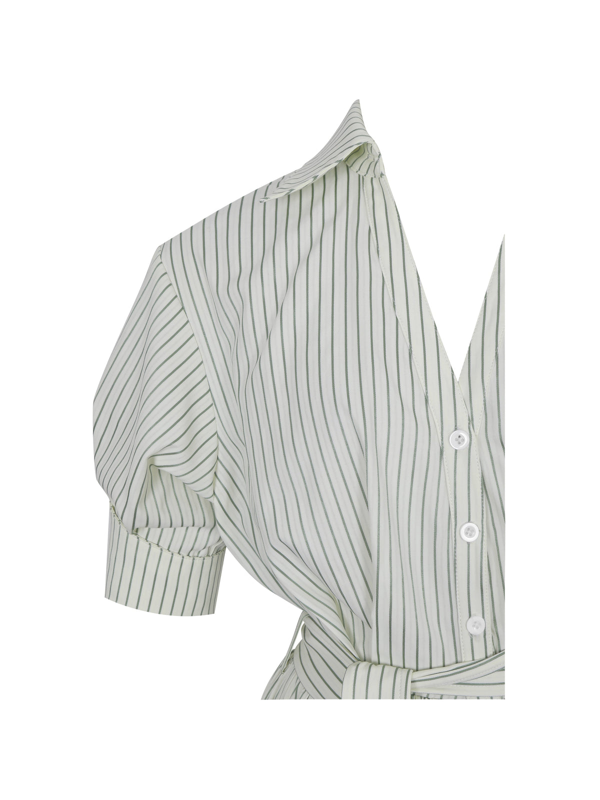 Danica Pine Green Bamboo Poplin Striped Shirt Midi Dress