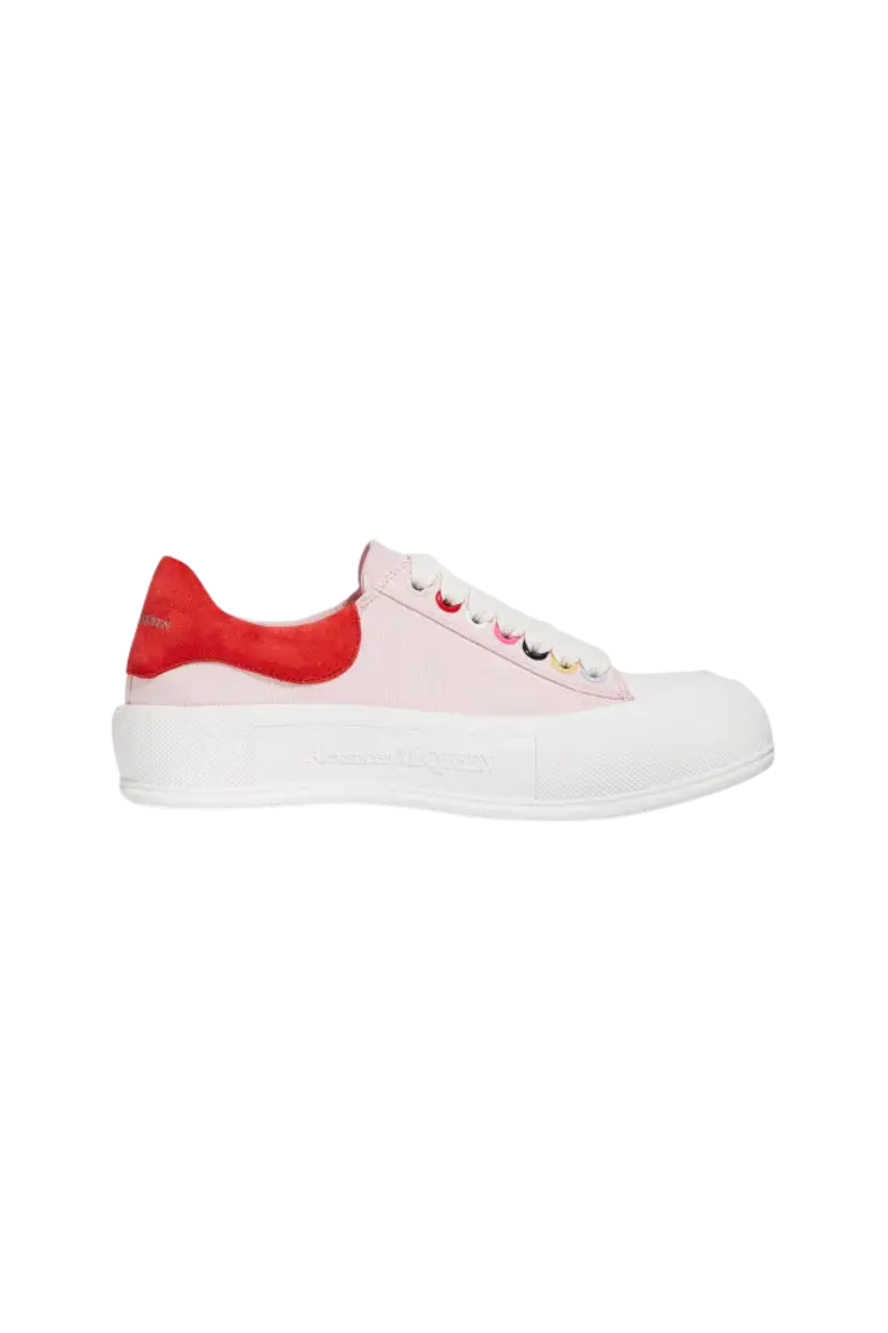 ALEXANDER MCQUEEN Deck Multicolor Lace-Up Sneakers Pink Red