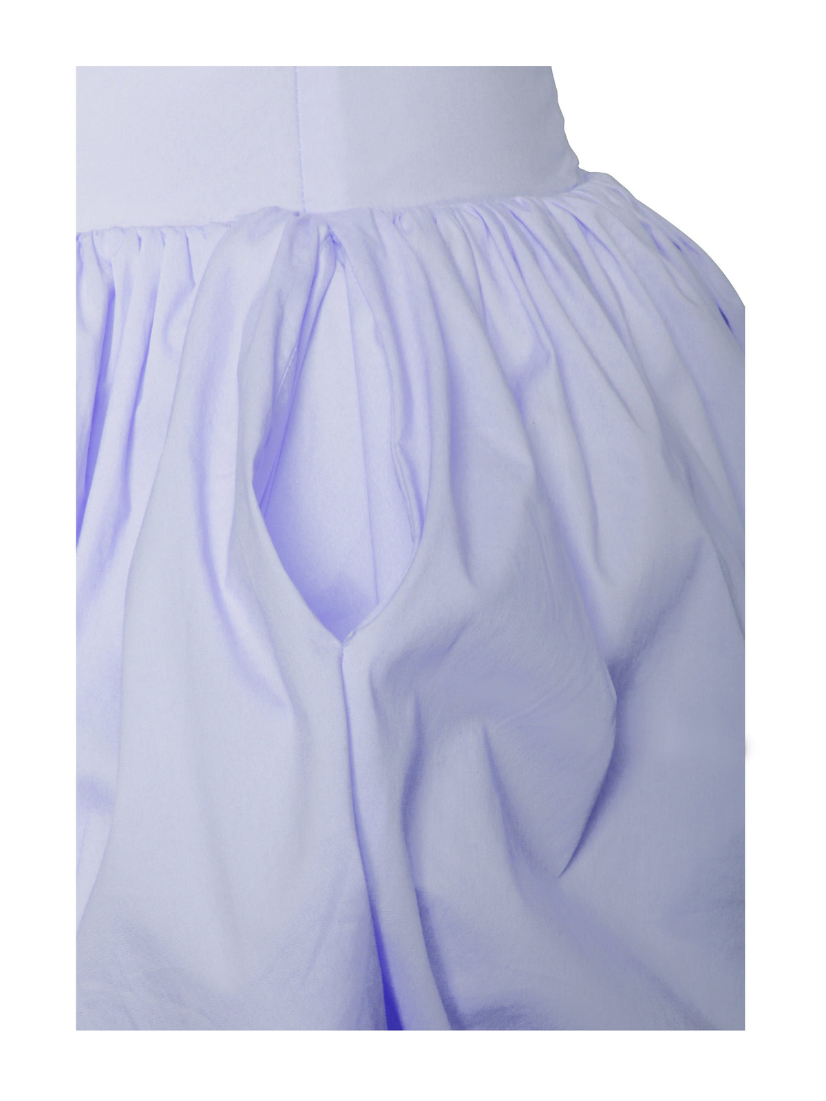 Oletta Blue Cotton Poplin Corset Strapless Bubble Hem Mini Dress