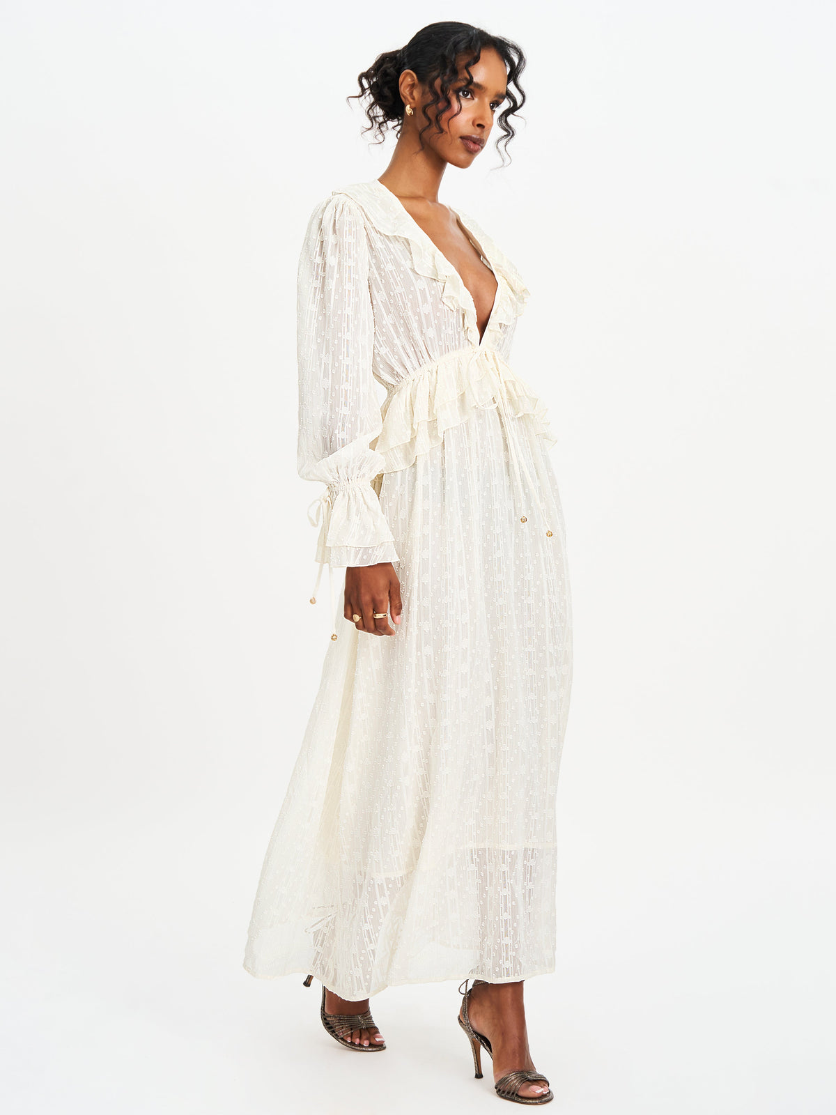 Safiya Jacquard Chiffon Long Sleeve Maxi Dress (Archive Sale)