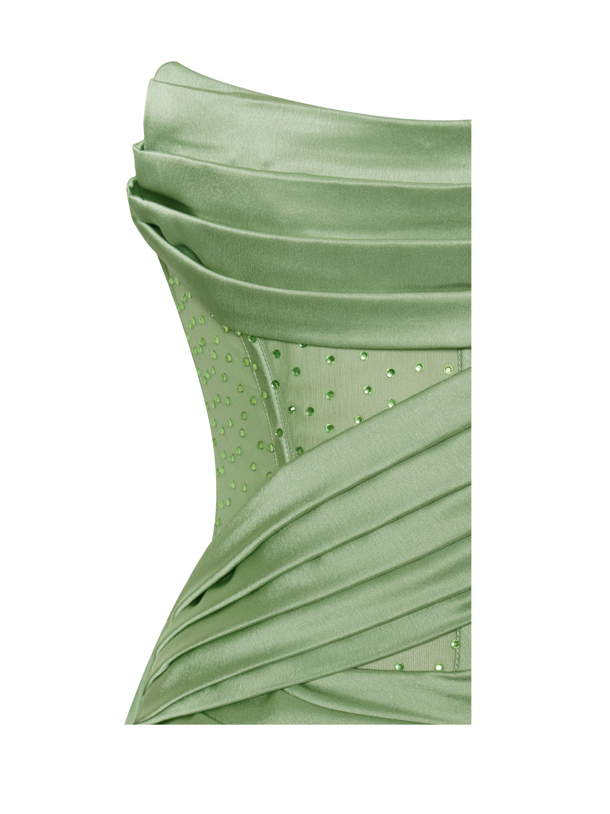 Holly Basil Crystallized Corset High Slit Satin Gown (Archive Sale)