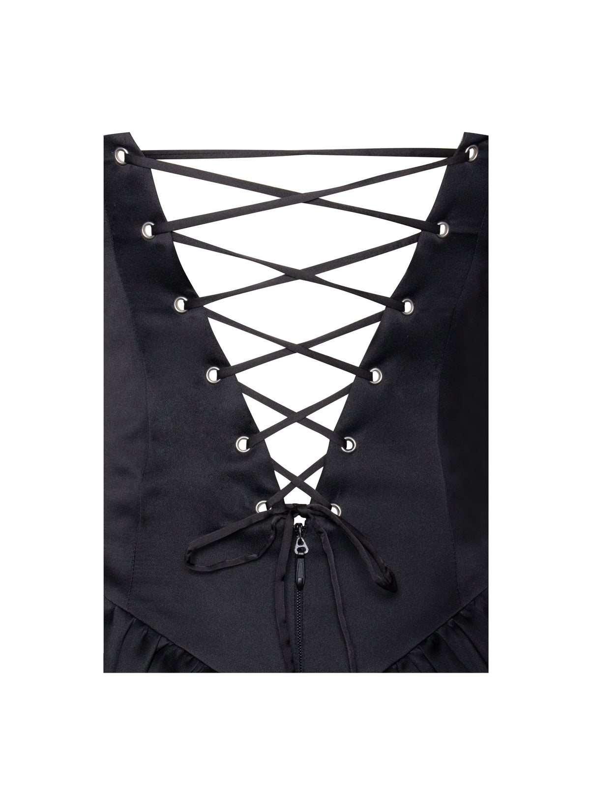 Silvia Black Satin Crystal Bustier A-Line Mini Dress (Archive Sale)