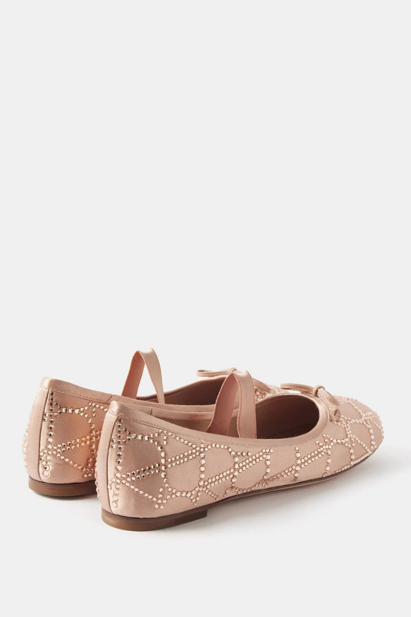 Valentino Garavani Toile Iconographe Embellished Ballerina In Nude