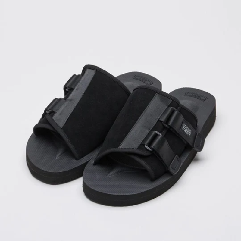 Mens | Suicoke KAW-VS Suede Slide Sandal Black