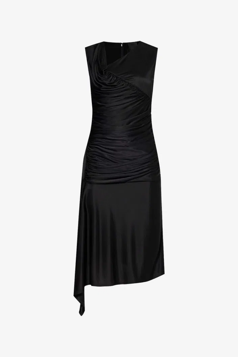 Givenchy Drapped Midi Dress_Black